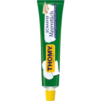 โทมี่ ซอสฮอสแรดิช หลอดบีบ 95 กรัม THOMY Hot Horseradish Tube 95g Thomy Scharfer Meerrettich