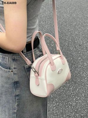 Flash wet summer Boston bag mini bowling bag pink inclined shoulder bag portable leisure shoulder bag