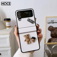 HOCE หรูหราเกาหลี3D หมีปะติดการ์ตูนหนังเคสโทรศัพท์สำหรับ Samsung Galaxy Z Flip 3 4 5G Z Flip3 Zflip3 Z Flip4นุ่ม