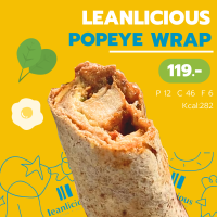 Lean Wrap รสชาติ Popeye   แร๊บคลีน โปรตีนสูง แคลน้อย ไขมันต่ำ อาหารเพื่อสุขภาพ อาหารคุมน้ำหนัก