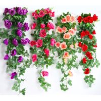 Artificial Fake Rose  Vines Flowers Hanging Silk Rose Vine For Home Wedding Party Decora Office Table  Arch Arrangement Decoration