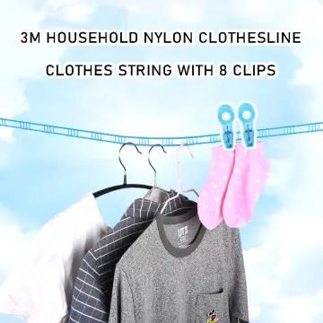 3M Household Nylon Clothes String with 8 Clips Non Slip