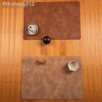 Luxury Table Mat Washable PU Leather Place Mat Double Sided Vintage Cowhide Grain Insulated Table Mat Placemats for Table