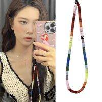 Song Yan fins in same rainbow color beaded pendant drop portable fashion pearl hand chain joker diy mobile phone chain