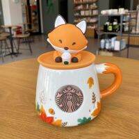 Starbucks Cup Cute Maple Leaf Cute Fox Rabbit Mug with Lid Companion Companion New Coffee Cup Bronze Cup