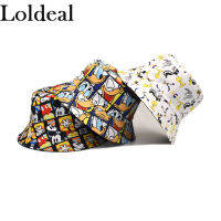 Loldeal หมวกบักเก็ต Unisex ลายการ์ตูนครีมกันแดดกลางแจ้ง