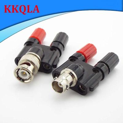 QKKQLA BNC female Male to Two Dual 4mm Banana Plug Jack Coaxial Connector RF Adapter audio adapter for CCTV