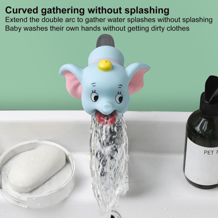 ที่ต่อก๊อกน้ำสัตว์น่ารักสำหรับเด็กๆช่วยให้ล้างมือจมของเล่นอาบน้ำเด็กน้ำที่ดึงเทปกันน้ำกระเด็นได้
