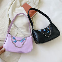 【CW】INS Trend Women Butterfly Chain Bag R Underarm Bag PU Leather Shoulder Female Bags Ladies Travel Purses Small Handbag Purse