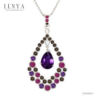 Lenya Jewelry  จี้เงินแท้ ประดับพลอยอเมทิสต์ ล้อมรอบด้วย ทับทิม สโมคกี้ควอตซ์ และ CZ