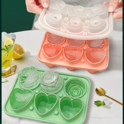Rose Heart Ice Grid Mold Food Grade Silicone Home Ice Cube Maker Ice Box Mold Frozen Whiskey Ball Ice Artifact Popsicle Mold Ice Maker Ice Cream Mould