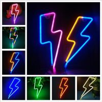 ۞ Lightning Bolt LED Neon Sign Flash Neon Light Hanging Wall Lamp Room Decor Light Wall Decor for Home Wedding Party Decorations