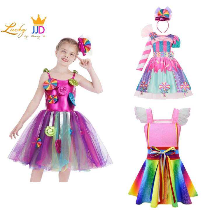 Princess dress outfit rainbow tutu candy dress with free headband