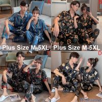 【NEW Popular02】♞MODE Korea M-5XL ขนาดพลัสไซส์ชุดนอนผ้าไหมแขนสั้นสำหรับทั้งผู้ชายและผู้หญิงชุดชุดนอนซาตินผ้าไหมชุดนอนหวานๆสำหรับผู้หญิงและผู้ชายชุดนอน Baju Tidur