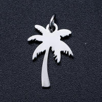 5pc 304 Stainless Steel Pendants Stamping Blank Charms with Unsoldered Jump Rings Coconut Tree/Coconut Palm Stainless Steel Color 17.5x12x1mm Hole: 3.5mm Jump Ring: 5x0.8mm