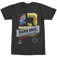 เสื้อยืดแขนสั้นผ้าคอตตอนพิมพ์ลาย Mario Bros ดั้งเดิม