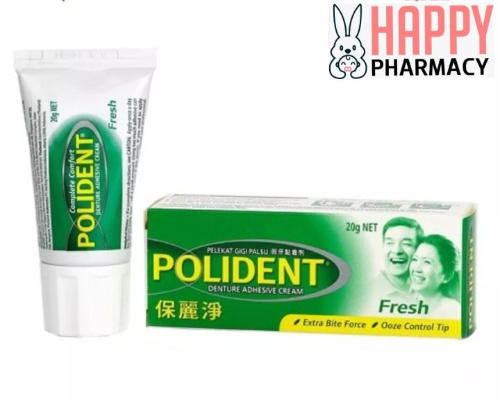 POLIDENT DENTURE ADHESIVE CREAM 20G (FRESH) POLIDENT GUM 20G | Lazada