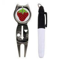 Golf ball Liner Pen Golf Gift Training Aids Banana Strawberry Magnetic Markers Golf Divot Repair Tool Liner 1 Set