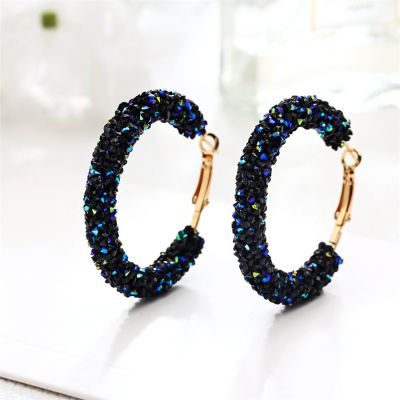 RAVINOUR Crystal Maxi Hoop Earrings for Women Trendy Jewelry Pendientes Mujer Moda 2018 Big Circle Round Geometric Ear Cuff Aros