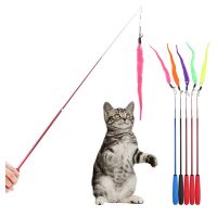 5pcs Colorful Cat Teaser Wand Rod Chase Toys Replacement Refill Plush Worms Pet Cat Tease Interactive Training Playing Stick Toy Toys