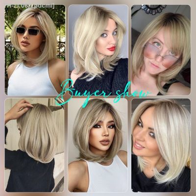 oneNonly Short Blonde Wig with Bangs Cute Bob Synthetic Wigs High Quality Lolita Party Natural Hair Wigs for Women [ Hot sell ] vpdcmi