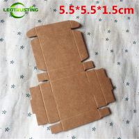 Leotrusting 50pcs 5.5x5.5x1.5cm Brown Kraft Paper Box Natural Kraft Paper Gift Packaging Box Handmade X-mas Paper Cardboard Box