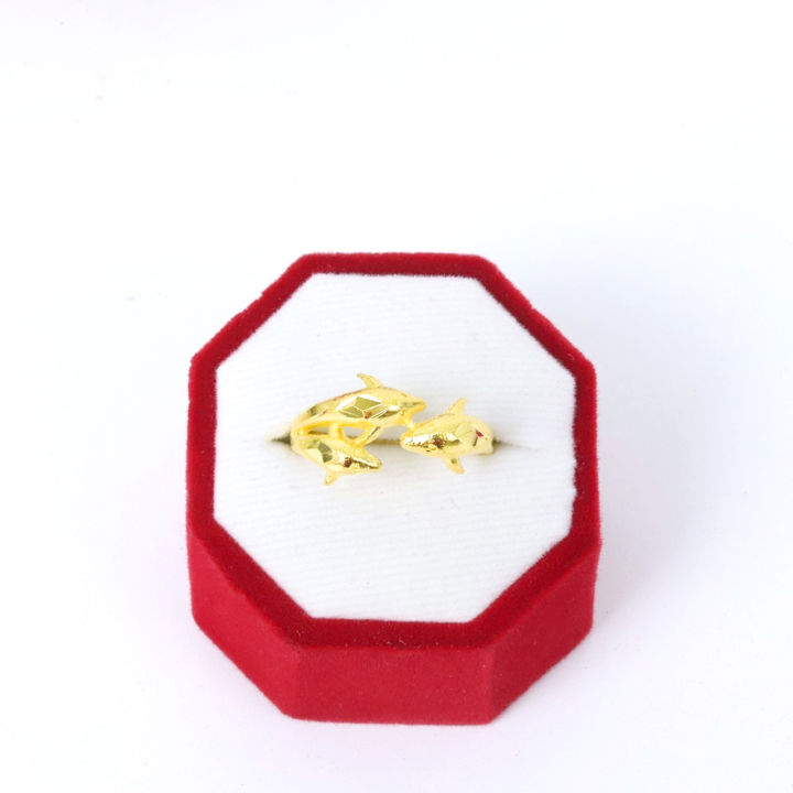 แหวนหุ้มทอง-เครื่องประดับ-ทองเหมือนแท้-ไม่ลอก-ไม่ดำ-แหวนทอง-2สลึง-แหวน-ลายโลมา-แหวนทองปลอม-ทองโคลนนิ่ง