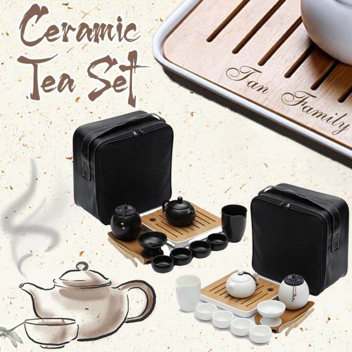 Personalized Engraved Portable Ceramic tea set China Gift Set Gong