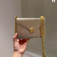 Serpenti Ss23 B + ของแท้,กระเป๋าโซ่ปาร์ตี้สำหรับผู้หญิงสะพายไหล่แฟชั่นปาร์ตี้อาหารค่ำขนาด Bag19 * 14ซม.