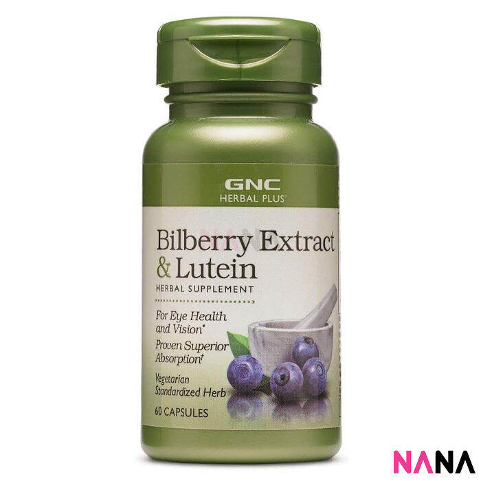 GNC Herbal Plus Bilberry Extract & Lutein 60 Vegetarian Capsules ...