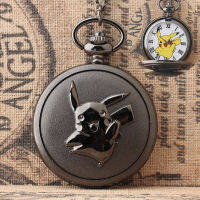 Tomy Pokemon Pikachu Anime Movie Theme Quartz Pocket Watches Retro Necklace Chain Punk Kids Boys Pendant Clock Birthday Gift