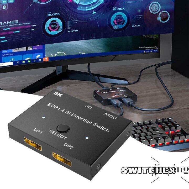 Display Port Switch BiDirectional Manual 8K DP Splitter 1.4 Dual