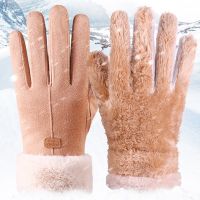 Fashion Women Gloves Autumn Winter Cute Furry Warm Mitts Full Finger Mittens Women Outdoor Sport Female Touchscreen Gloves