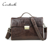 CONTACT S Genuine Leather Business Bags for Men Lock Design Shoulder