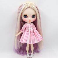 ตุ๊กตา Blyth เป็นน้ำแข็งสำหรับหมายเลข BL6025/2137/6122ผสมสีบลอนด์สีม่วงและผมสีชมพูสลักริมฝีปากเคลือบด้านลำตัว1/6 Bjd