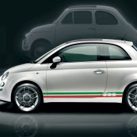 【Be worth】 gjrxf รูปลอกลายกระโปรงข้างพีวีซีไวนิลธงชาติอิตาลี2ชิ้นสำหรับ Fiat 500 Abarth