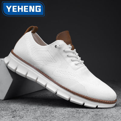 New Autumn Casual Knitted Mesh Mens Shoes Solid Shallow Lace Up Lightweight Soft Sneakers Shoes Breathable Man Footwear Flats