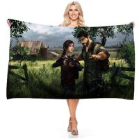 Black The Last of Us Game Pattern Beach Towel Bath Towels Swimming Towel Adult Kids Outdoor Camping Picnic Blanket Birthday GiftTH