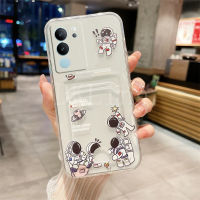 ใสดูหรูหรา V29เคสสำหรับ VIVO โทรศัพท์มือถือ5G ลายหมีน่ารักกระเป๋าใส่บัตรปลอกอ่อน V29มนุษย์อวกาศกันกระแทกฝาครอบหลังซิลิโคน VIVOV29 5G