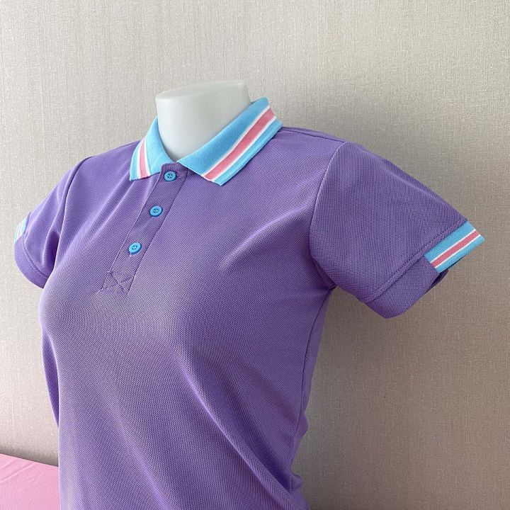 polo-shirt-เสื้อโปโล-ผ้าไมโครแอร์-micro-plus-สีม่วงอ่อน-ปกขลีปฟ้า-ชมพู-สวมใส่สบาย-แบบคลาสสิค-ไม่เหมือนใคร-เหมาะสำรับอากาศในประเทศไทย