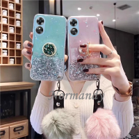 เคสโทรศัพท์มือถือแบบใสสำหรับ OPPO A58 4G Oppo A78 NFC 4G 2023แม่พิมพ์กลมเลื่อมแวววาวแบบใหม่พร้อมขาตั้งคริสตัลเชือกคล้องมือเคสซิลิโคนนิ่ม TPU สำหรับป้องกัน OPPOA58