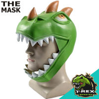 Hockey Mask หน้ากาก หมวก Dinosaur ไดโนเสาร์ Tyrannosaurus ไทแรนโนซอรัส เร็กซ์ สีเขียว วัสดุ Emulsion อิมัลชัน สยองขวัญ สุดโหด ปาร์ตี้ คอสเพลย์ ฮาโลวีน ของขวัญ แฟนซี ฮอกกี้ รักบี้ Hat Halloween Fancy Horror Party Cosplay Rugby Fancy Gift