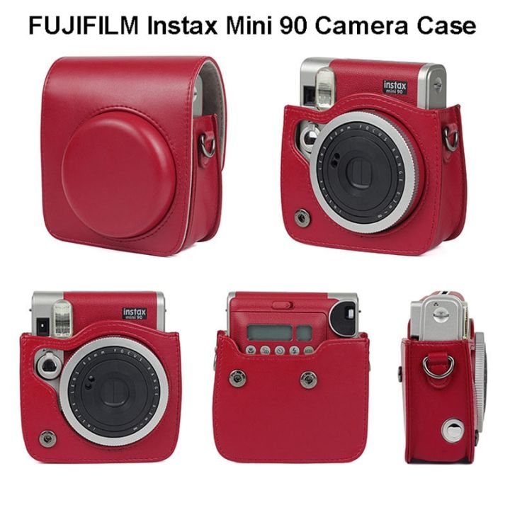 เคสกล้องคลาสสิกสำหรับ-fujifilm-instax-mini-90นีโอคลาสสิคกระเป๋าสายรัดกล้องสะพายหนัง-pu-ฝาครอบป้องกันพกพาจาก-pvc-คริสตัล