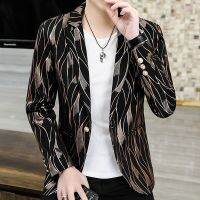 ZZOOI 2022 New Black Bronzing Men Blazers Slim Fit Business Casual Suit Jacket Streetwear Social Wedding Dress Coat Costume Homme