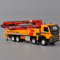 ของเล่นโมเดลยานยนต์วิศวกรรม รถปั๊มคอนกรีต 1:50 Scale Diecast Metal Engineering Vehicle Model Toys Volvo Concrete Pump Truck With Sound &amp; Light