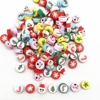 30pcs 10mm Christmas Pattern Beads Polymer Clay Spacer Loose Beads for Jewelry Making DIY Handmade Bracelet Accessories DIY accessories and others