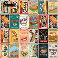 Fast Food Metal Tin Signs Hot Dog Metal Posters Tin Plate Food Restaurant Decoration Fast Food Shop Bar Pub Club Wall Decoration Size: 20cm X 30cm（Contact the seller, free customization）