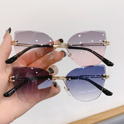【YF】┅❁❐  Fashion Metal Frame Rimless Sunglasses Gradient Multicolor Outdoor  Glasses