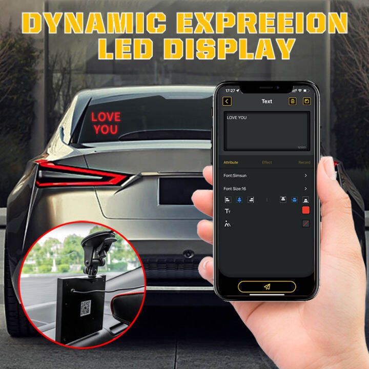 Full Color LED Display On Car Rear Window Mobile Phone APP Control DIY