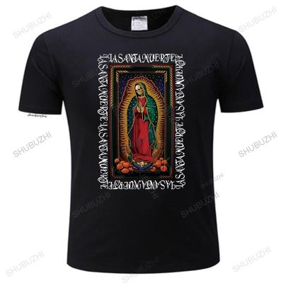 ใหม่ เสื้อยืดคอกลม ผ้าฝ้าย พิมพ์ลาย La Santa Muerte Saint Death สีดํา โอเวอร์ไซซ์ แฟชั่นฤดูร้อน สําหรับผู้ชายS-5XL
